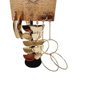 3 Pair True Craft Earrings - NWT - Hoops, Half Circle & Double Circles Gold Tone